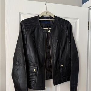 Cole Haan Women's Quilted Black Leather Jacket